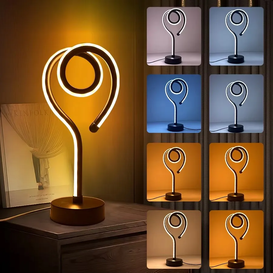 Nowoczesna lampa stołowa w kształcie serca z trójkolorową funkcją przyciemniania USB, odpowiednia do dekoracji sypialni, gabinetów i salonów