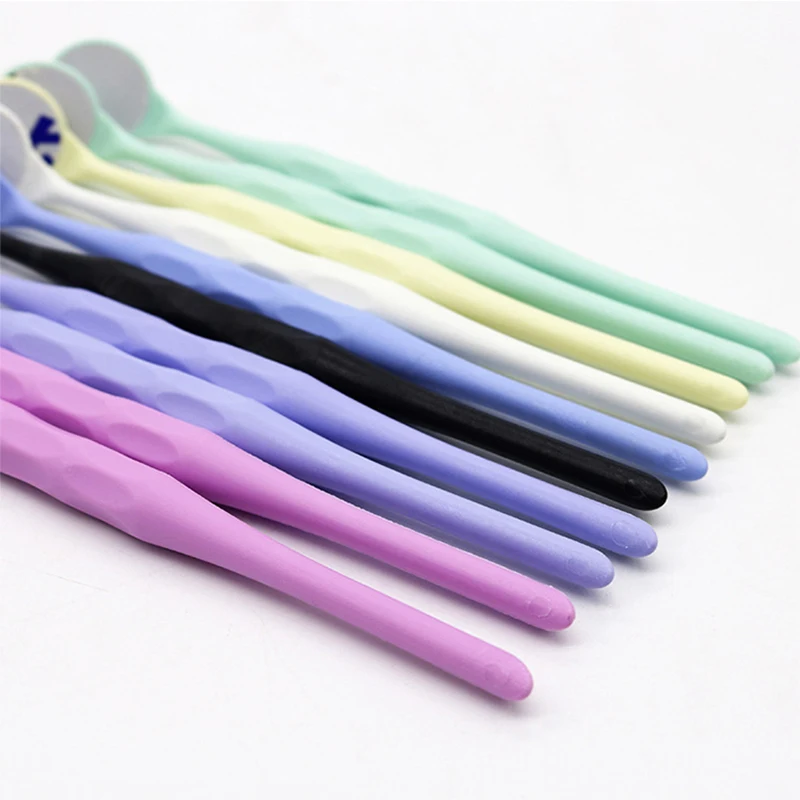 10pcs/pack Dental Materials Colorful Anti-fog Single/ Double Sided Mouth Mirror With Plastic Handle Autoclavable Dentist Tools