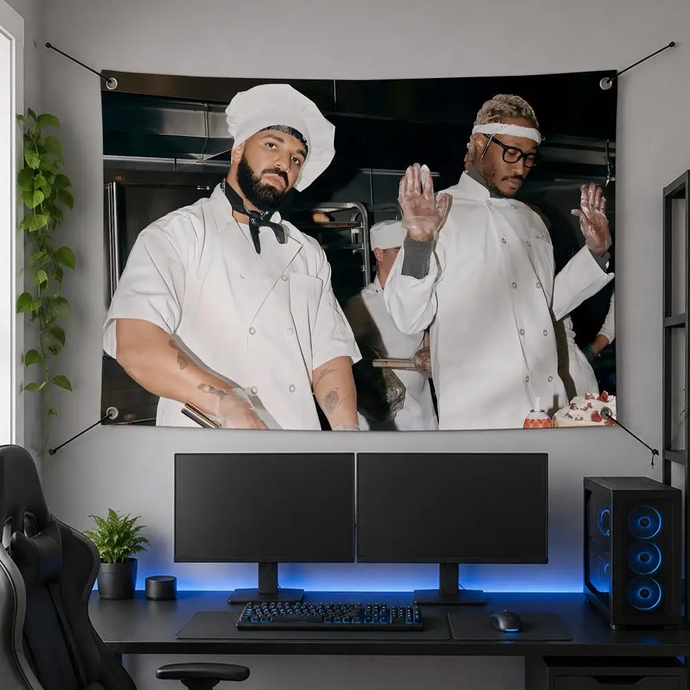 Music-American Hip Hop Rap Star Duo Drake Future Flags Flag Banner for Bedroom Dorm Party Home Living Room Game Room Gift