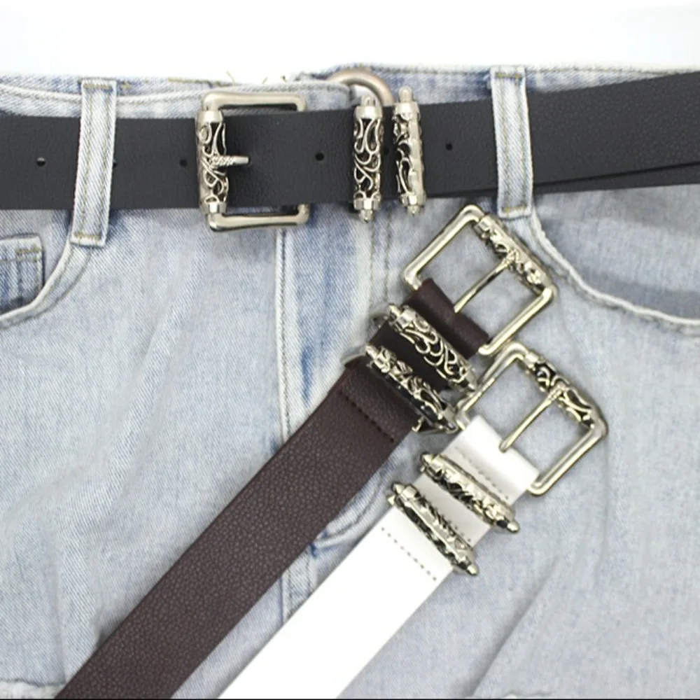 New Punk Metal Buckle Belt Classic Style Casual Trouser Belt Jeans Retro Waist Decor Trendy Versatile Waistband Women Student