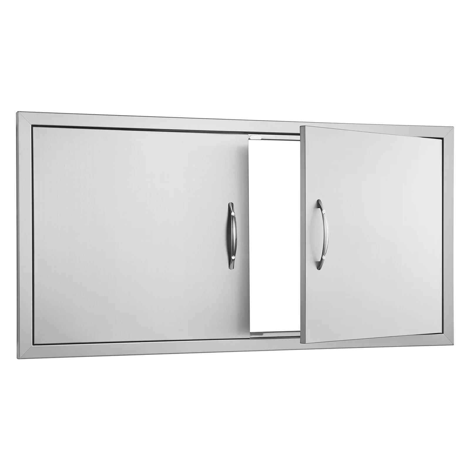 BBQ Access Door, 42W x 21H Inch Double Outdoor Kitchen Door, Stainless Steel Flush Mount Door, Wall Vertical Door with Handles, Grilling Station, Outside Cabinet, Designed for BBQ Island