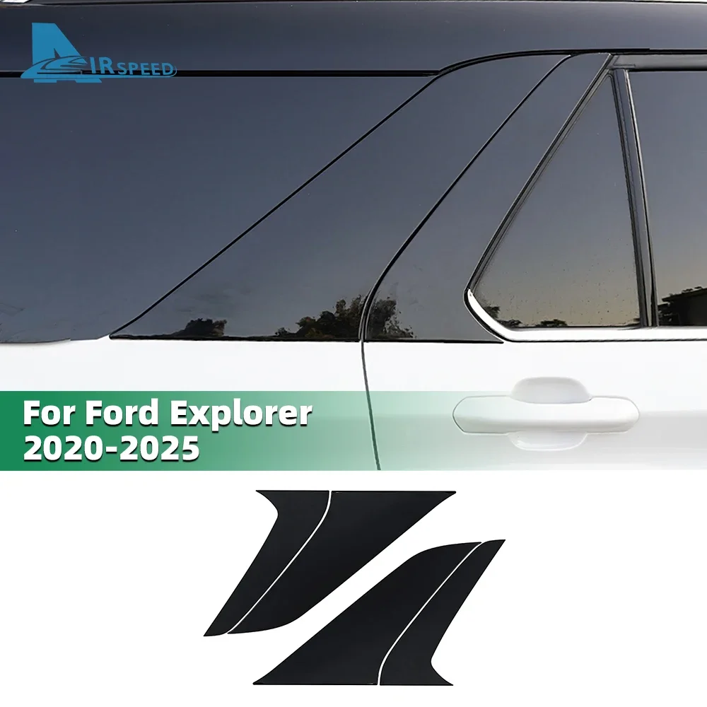 for Ford Explorer 2020 2021 2022 2023 2024 2025 4pcs Glossy Black Car Floating Roof Trim Sticker Stainless Steel Accessories