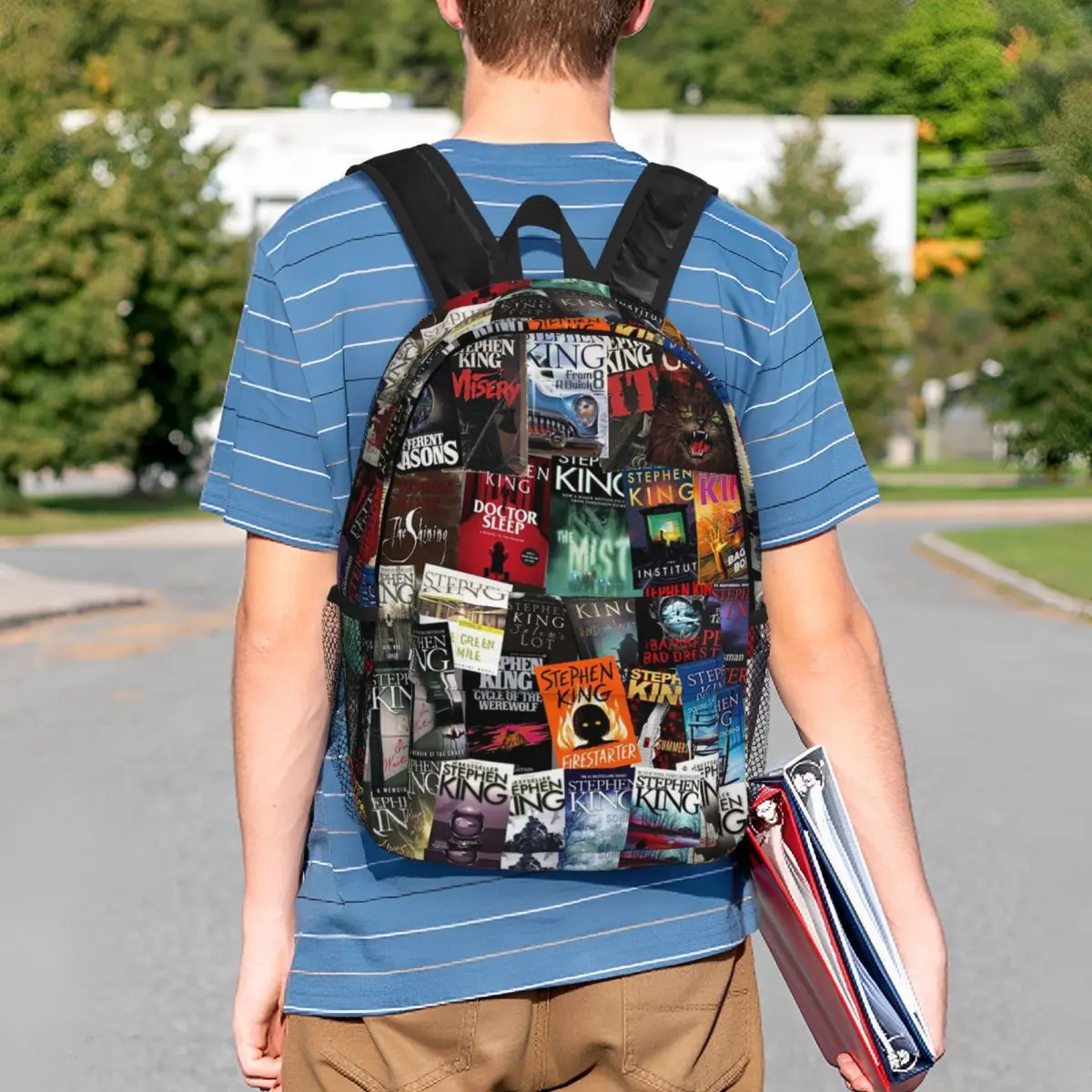 Stephen King Book Covers, Horror Bookworm Backpack Student BookBag Men Women School Bag Laptop Shoulder Bags