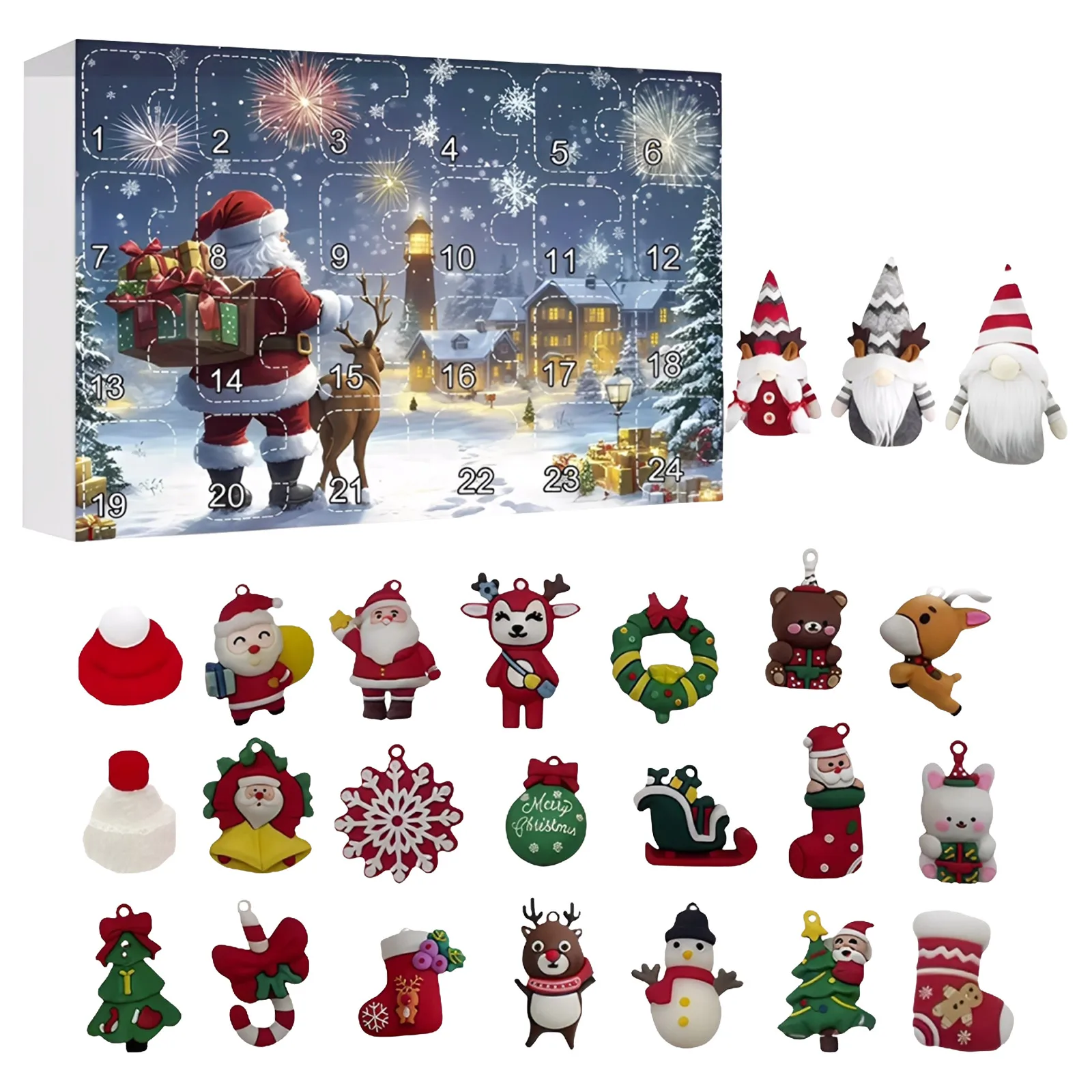 Kitchen Timer Cute Christmas Advent Calendar 2025 | 24 Surprise Ornaments With Santa Reindeer Snowman & Holiday One Hour Timer