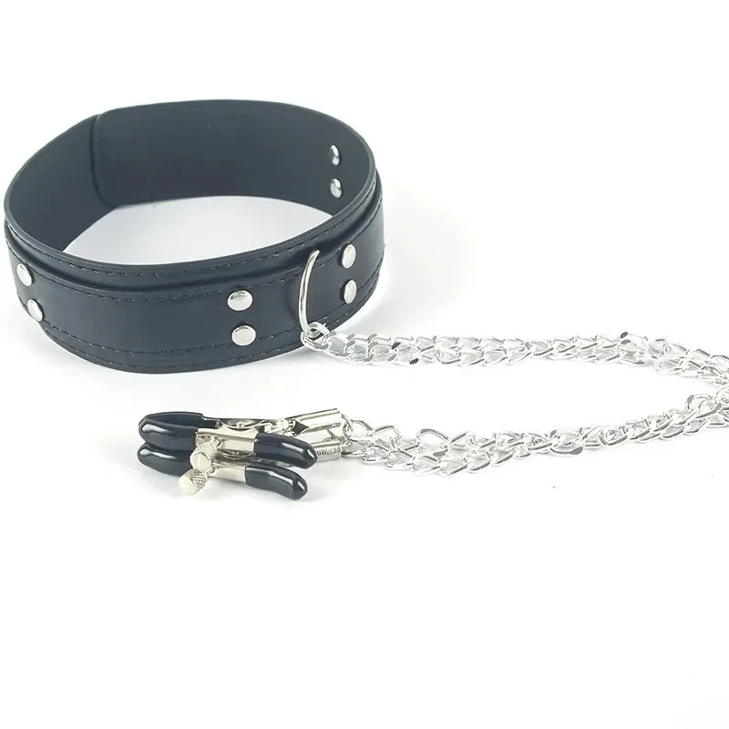 BDSM Bondage Accessory Punk Neck Choker Collar With Chain Nipple Clamp Breast Clip Adult Women Erotic Roleplay Toy 18+ view 5