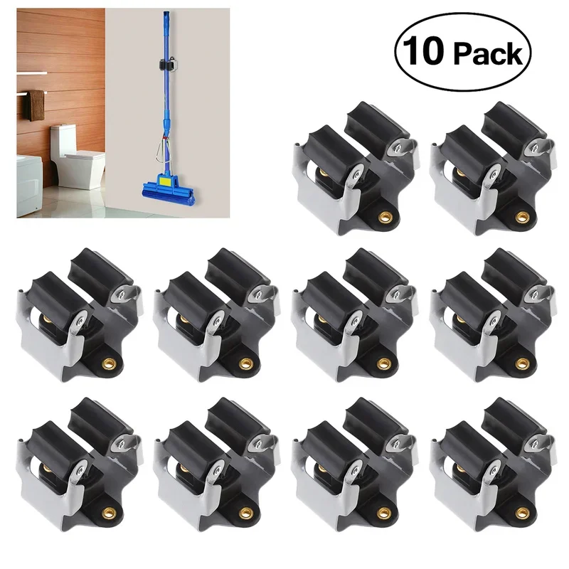 10pcs Broom Hanger Mop and Broom Holder Broom Organizer Grip Clips Wall Mounted Garden Storage Rack with Screws Office Kitchen