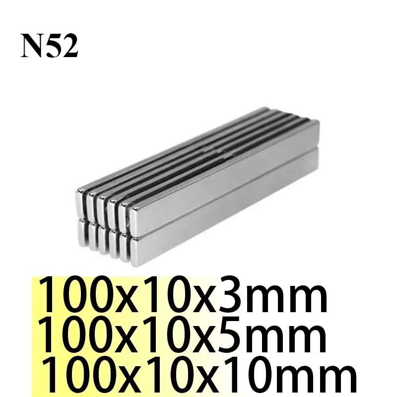 N52 100x10x3 100x10x5 N35 100x10x10 Rectangle Square Neodymium Original Generator Bar Block Strong Generation Magnets Motor