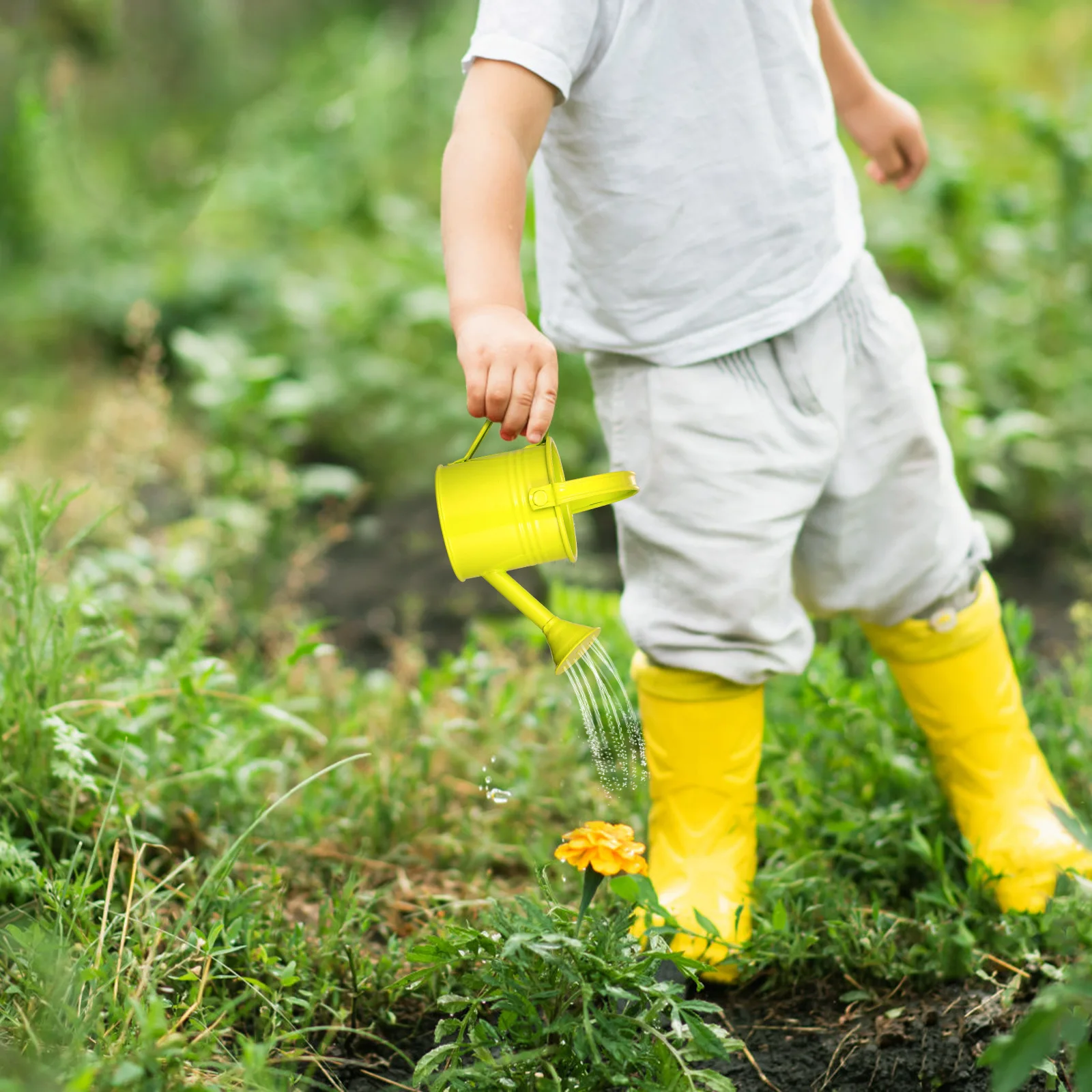 

Children Watering Pot Kids Can Colorful Gardening Iron Material Durable Vibrant Large Opening Smooth Pouring Plants