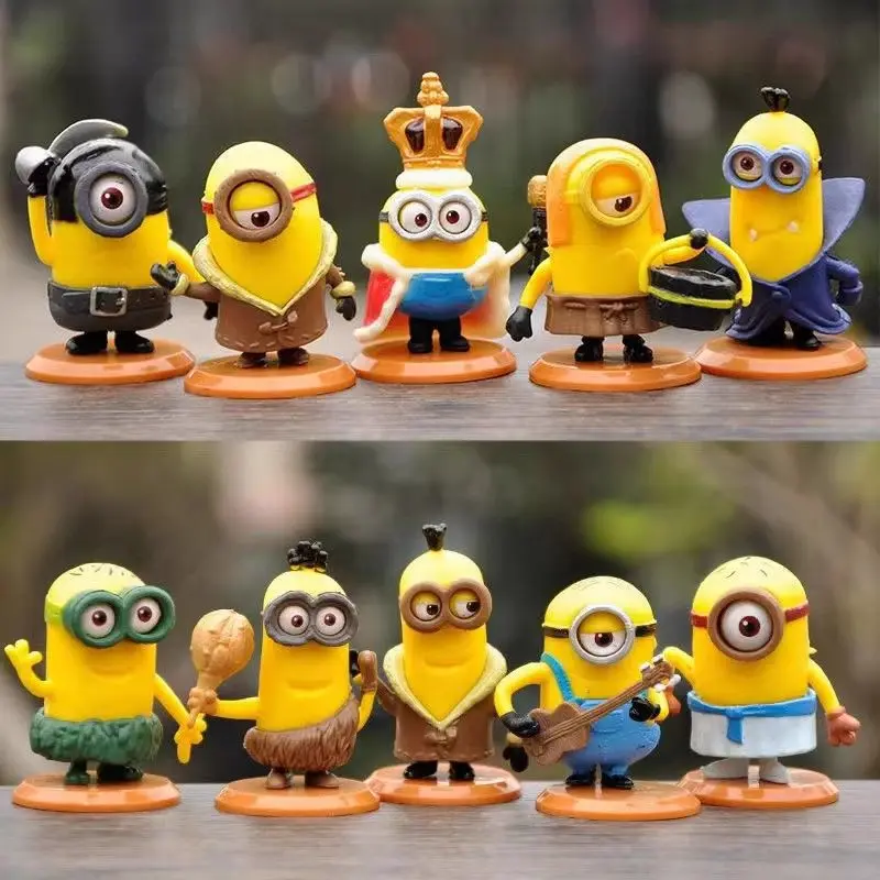 New Cute Cartoon 10Pcs/Set Kawai Minions Figurines Toys 3D Eye Despicable Miniones Action Figures Classic Toys Xmas Gifts view 4