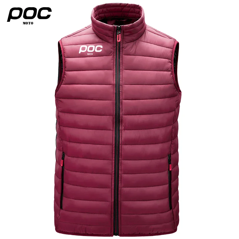 Moto Poc Men Solid Zipper Sleeveless Down Vests Hot Fashion Male Winter Casual Waistcoat Windproof Warm Cycling Jackets 5 Color