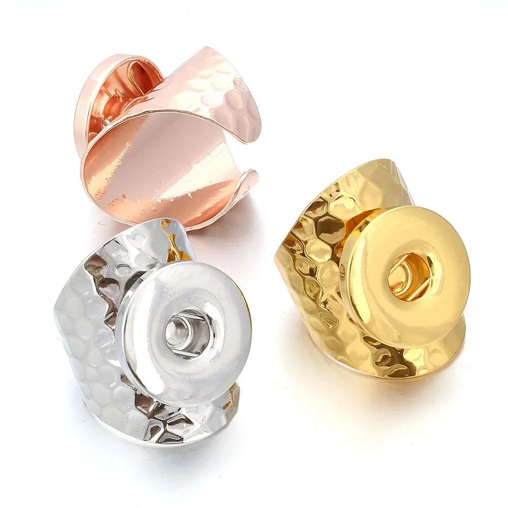 Fashion Snap Jewelry Rings Vintage Rose Gold Silver Color Metal DIY 18mm Snap Buton Ring Fit 18mm Snap Buttons Women Men Ring