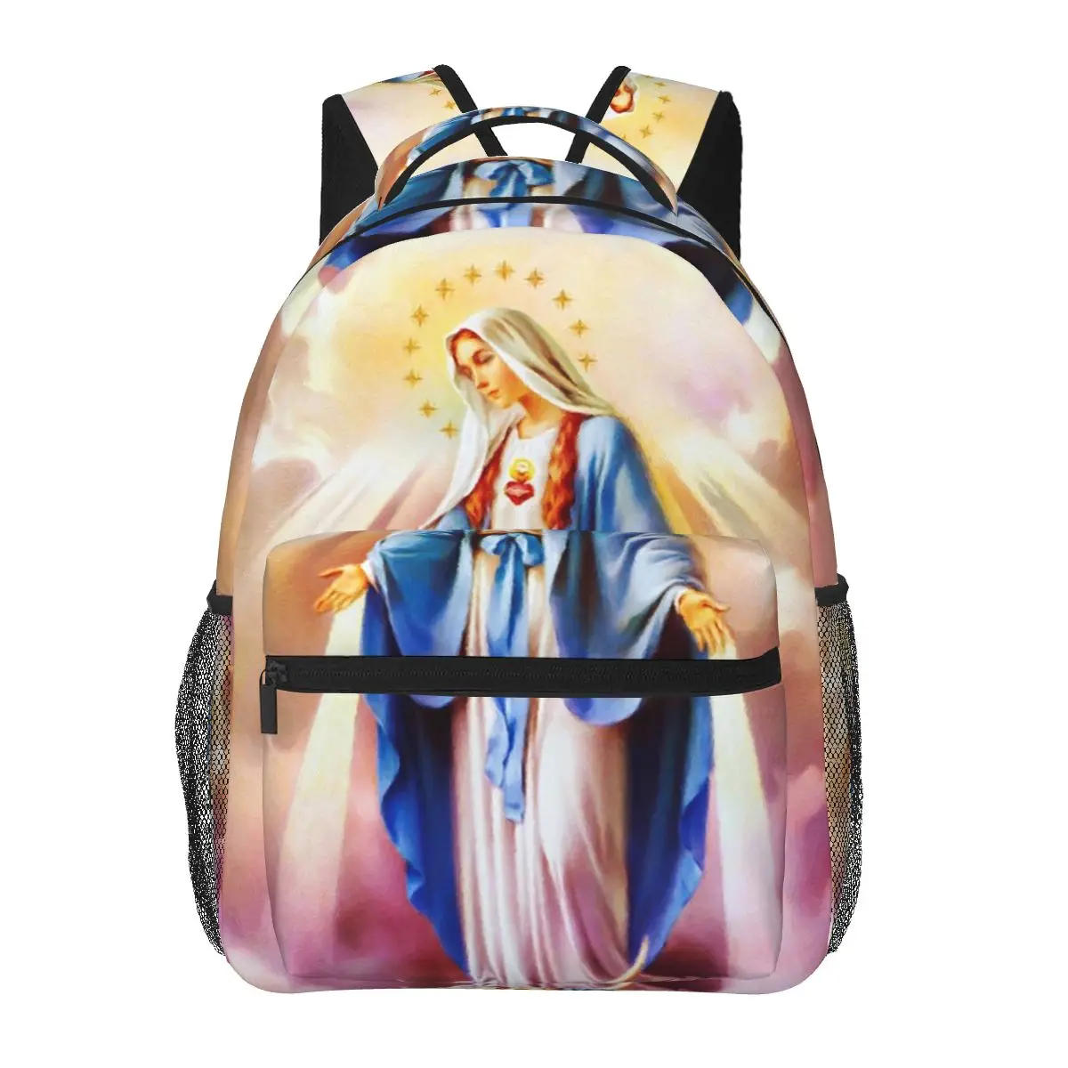 

Virgin Mary Colorful Painting Backpacks Boys Girls Bookbag Students School Bags Kids Rucksack Shoulder Bag Large Capacity