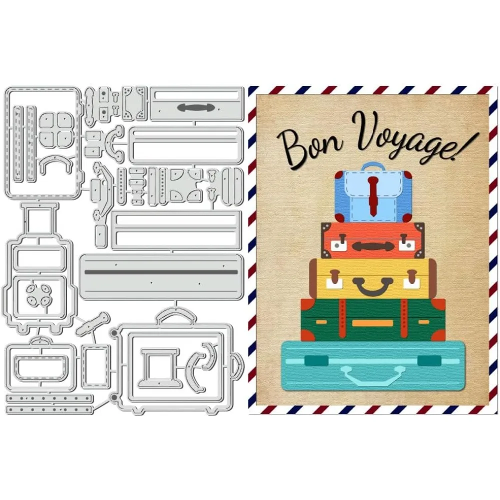Reise-Themen-Stanzformen aus Kohlenstoffstahl für DIY-Scrapbooking, Fotoalben, dekorative Prägung, Papierkarten, Koffer