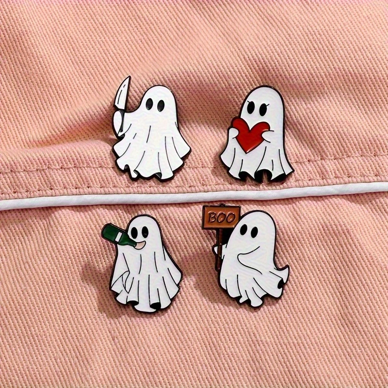 

4pcs Halloween Cartoon Enamel Pin Set - Unique Accessories for Casual Attire on Backpacks, Hats, Bags, and Jackets Holiday Gifts
