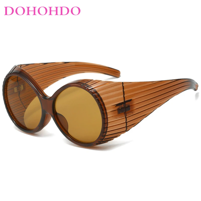 

DOHOHDO 2024 Fashion Vintage Oval Oversized Women Sunglasses Personality Brand Gradient Shades UV400 Men Punk Trendy Sun Glasses