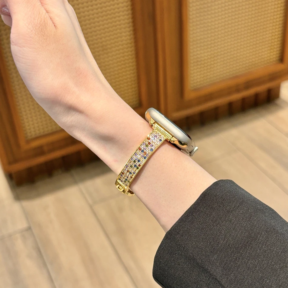 Luxury Starry Sky Color Diamond Strap for Apple Iwatch Series 11 10 9 8 7 6 SE Ultra Wrist Band 38 40 41 42 44 45 46 49 mm Strap