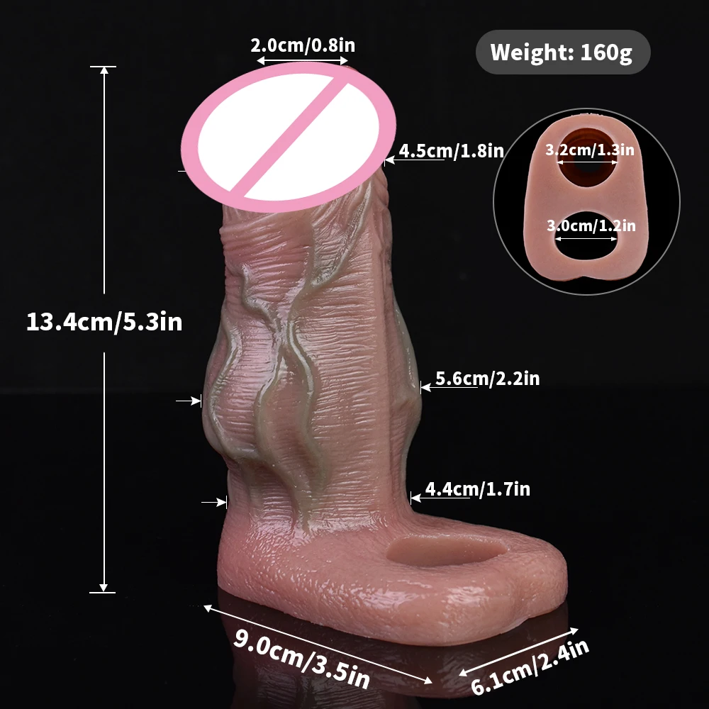 SXXY Big Knot Realistic Penis Sleeve Liquid Silicone Cock Cover For Men Dick Enlargement Device Sleeve For Penis Adult Sex Produ