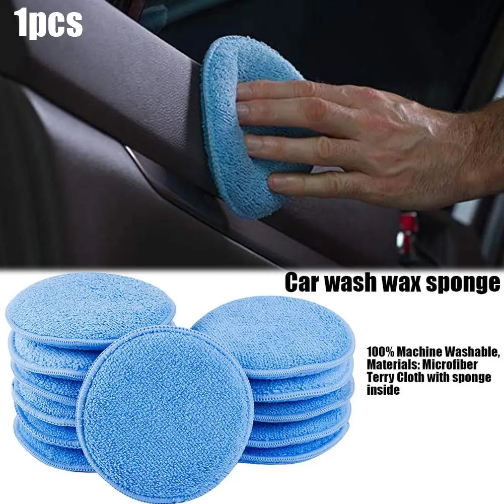 5 Inches Waxing Round Cake Microfiber Polishing And Waxing Sponge Car Wash Maintenance Tools Car Wash Mud Auto Parts