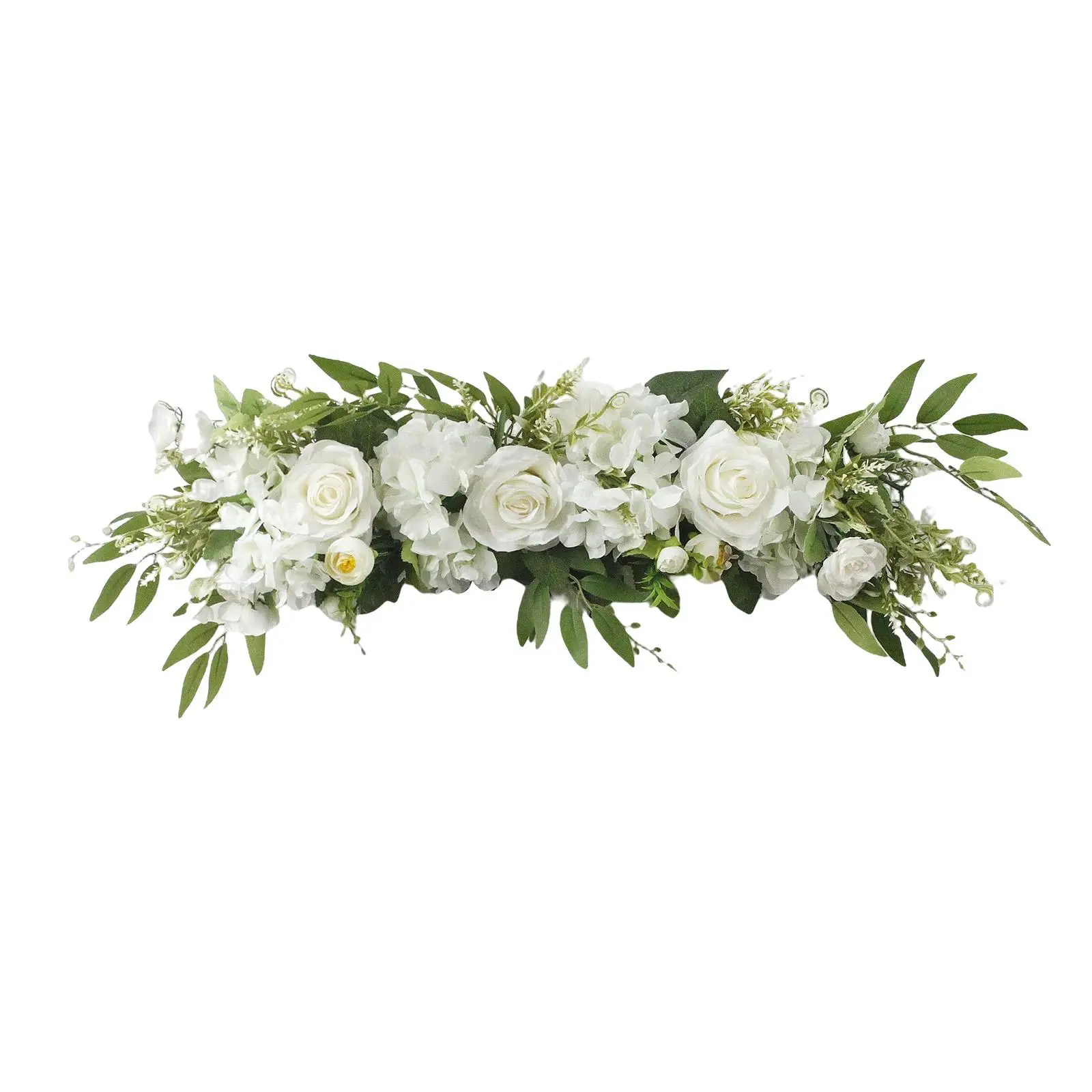 Artificial Silk Rose Door Lintel Flower Garland Pink And White , White