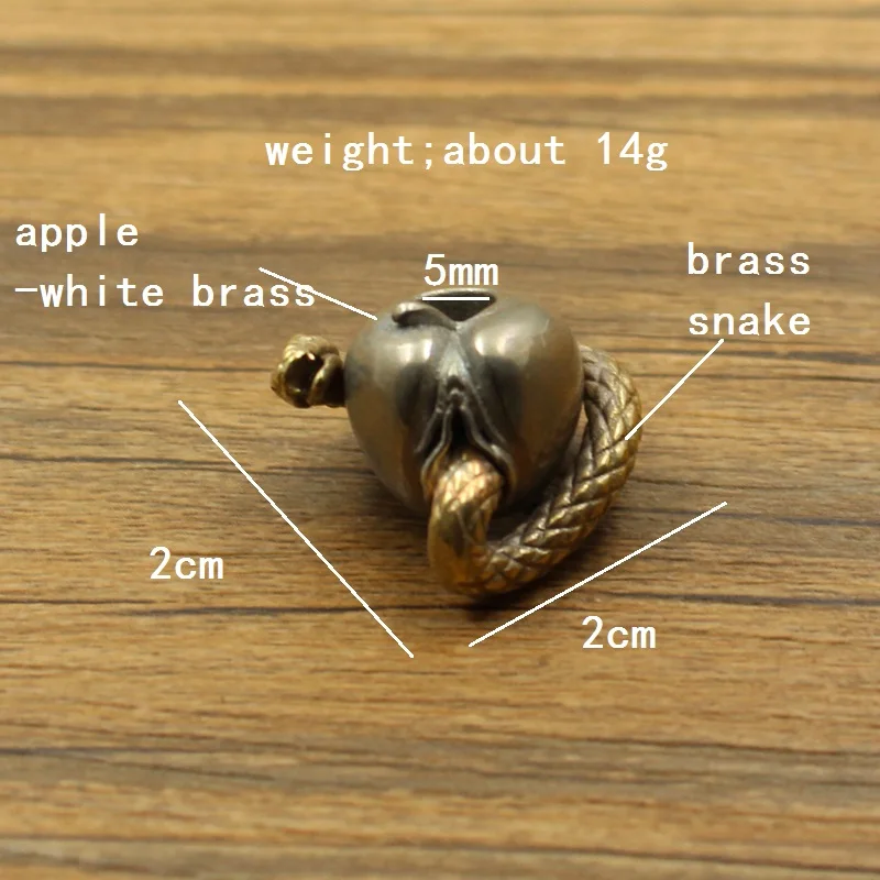 Desire Snake Female Genitalia Apple Figure EDC Outdoor Paracord Beads Retro Brass Umbrella Rope Woven Lanyard Pendants For Knife