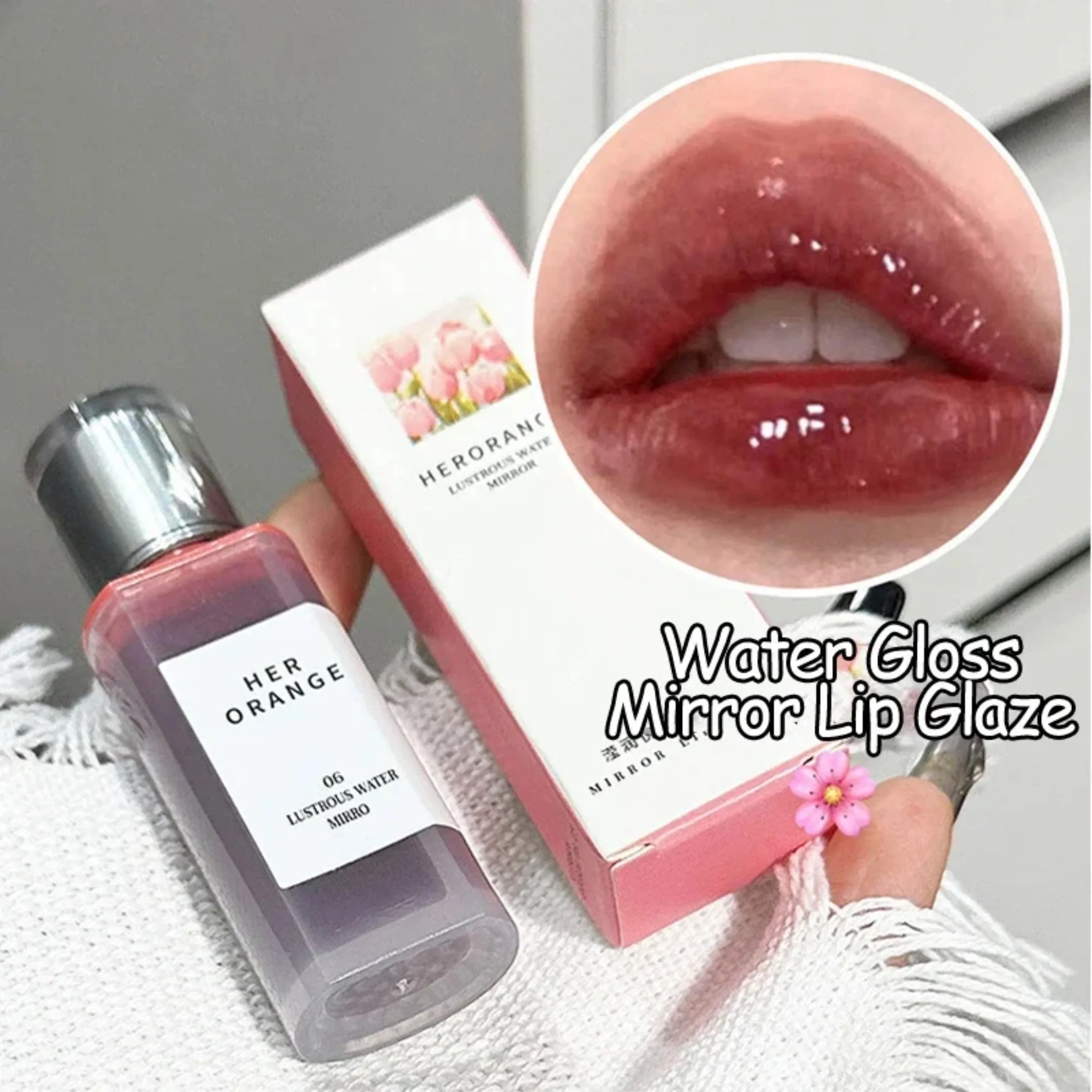 Watery Light Clear Lip Glaze Lasting Hydration Lip Gloss Glassy Mirror Lipgloss Silky Moisturizing Non Fading Liquid ลิปสติก