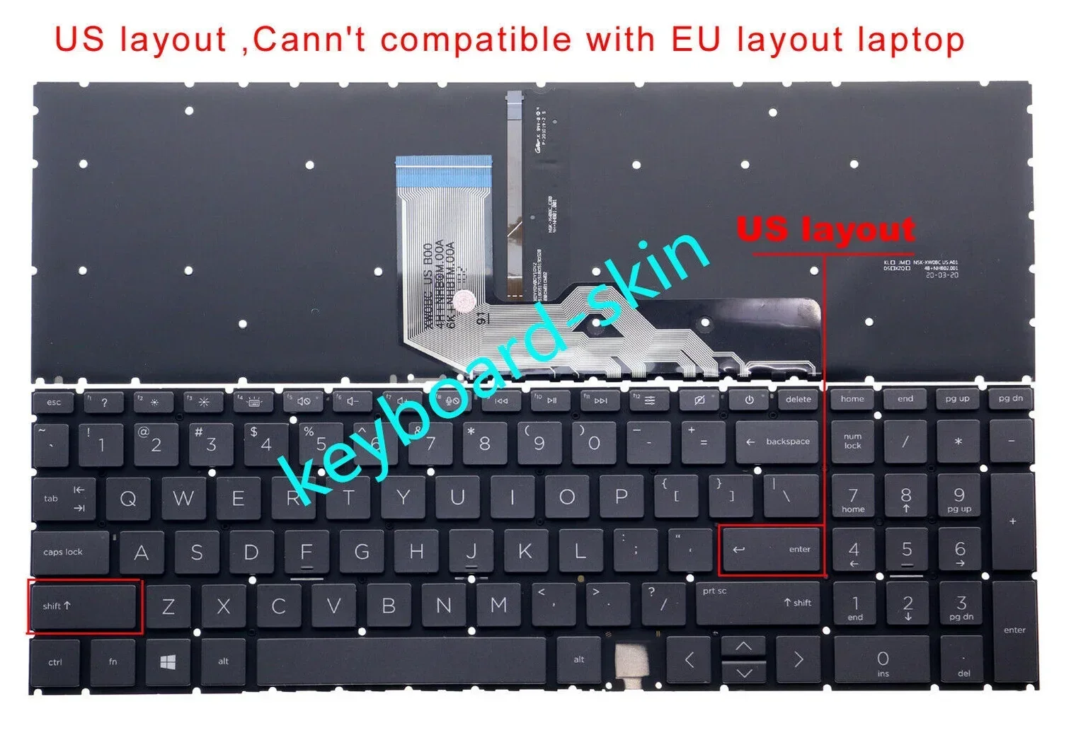 New US black Backlit keyboard No-Frame For HP Envy x360 15-EE 15-EE1083CL 15M-EE 15M-EE0013DX series laptop