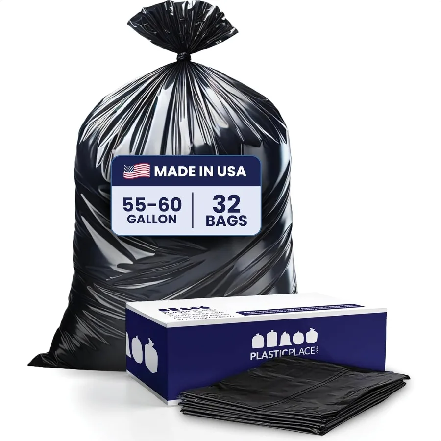 

Contractor Trash Bags 5560 Gallon 3.0 Mil Black Heavy Duty Garbage Bag 38 x 58 32 Count