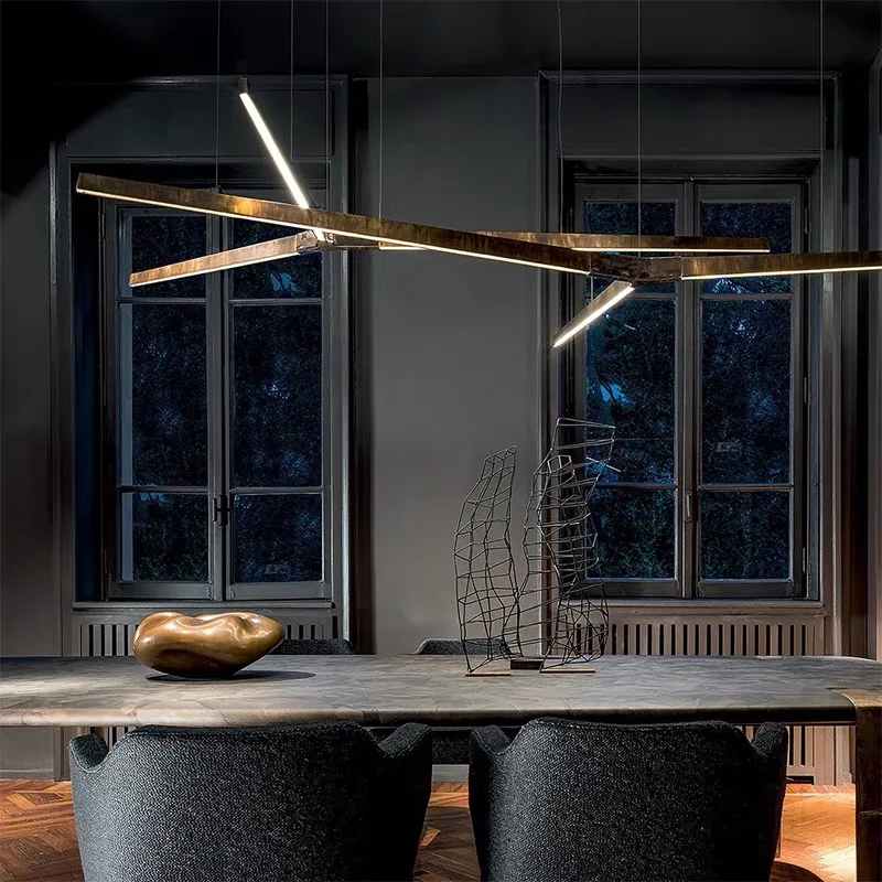 Custom Creative American retro light living room dining table model room long designer decorative chandelier