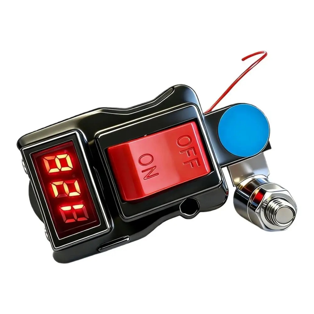 T Type Design Car Battery Disconnect Switch Voltage Digital Display Real Voltage Monitoring Power-Off Switch 12V 24V