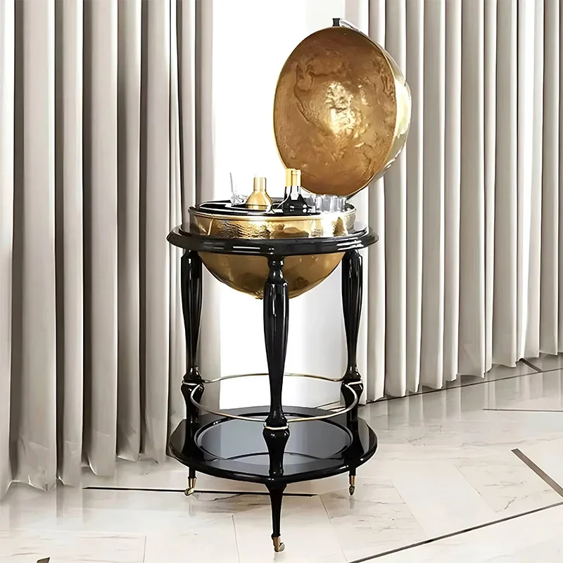 Portuguese light luxury pure copper wine cabinet designer creative high sense exquisite art globe ornament beverage cabinet