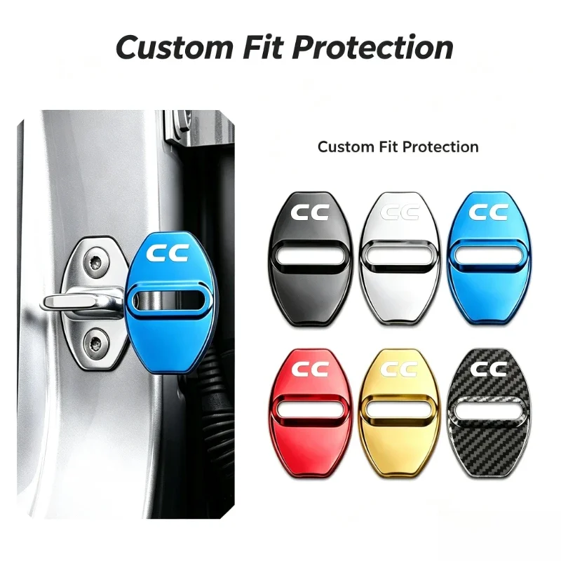 Stainless Steel Anti-rust 4Pcs Car Door Lock Protection Covers for Volkswagen CC Logo Jetta MK4 RLine Polo Golf Passat Tiguan