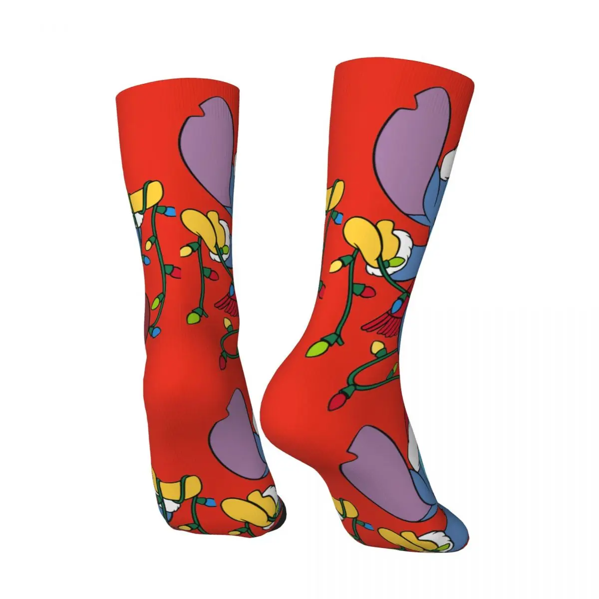 Crazy compression Christmas Sock for Men Harajuku Disney Lilo & Stitch Film Quality Pattern Crew Sock Casual