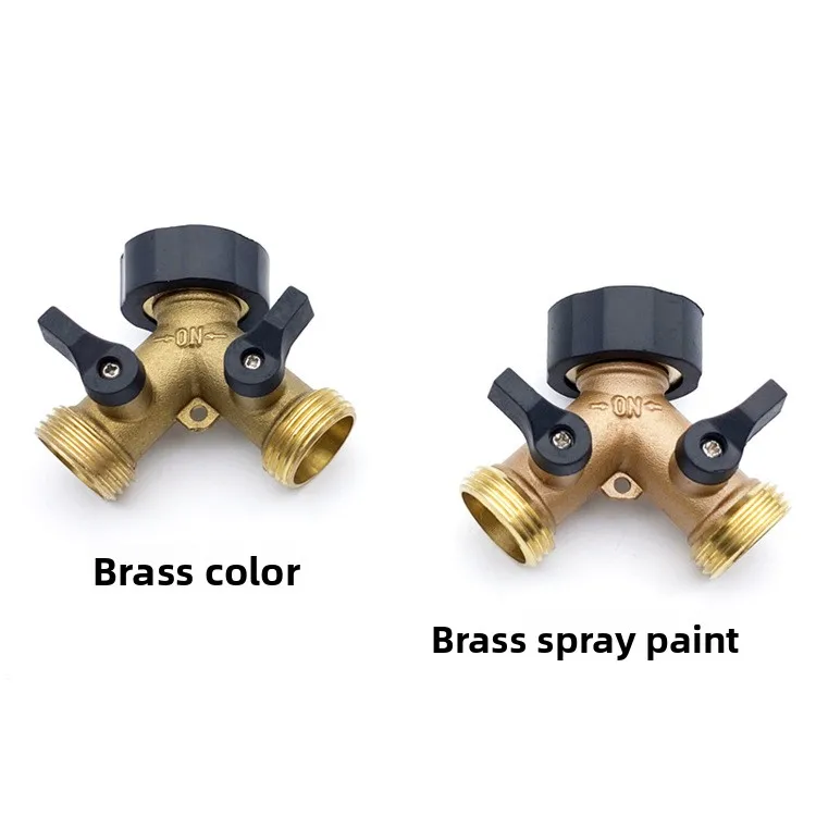 3/4 Inch 2 Way Brass Garden Hose Spliter Y-Type Tap Watering Connector Woodworking Scale Distributor for Outdoor Faucet