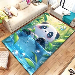 Cute Panda Area tappeto per camera da letto sala giochi divano foglie di bambù naturale tappeto Cartoon Wild Jungle Animal tappetino per interni zerbino