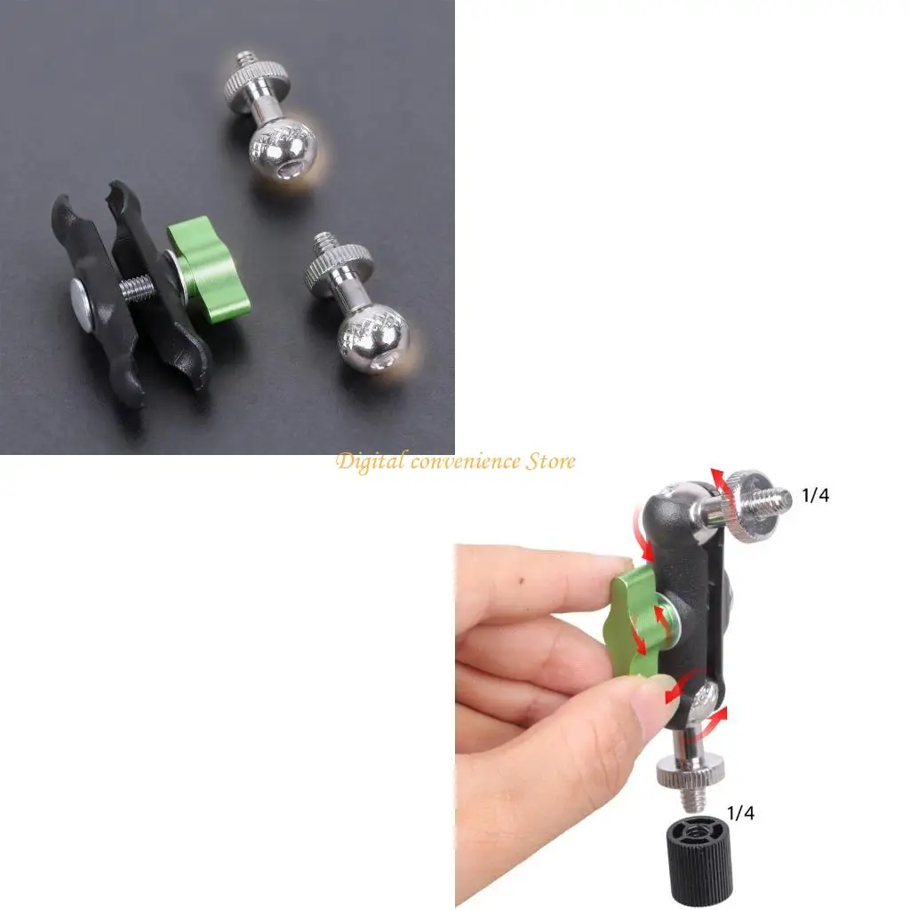 97QA 1/4inch Bóng Đầu Đế Khớp Đôi Ổ Cắm Cánh Tay Nối Dài Cánh Tay Xe Đạp Xe Máy Điện Thoại Gắn Camera Hành Động Thiết Bị Chiếu