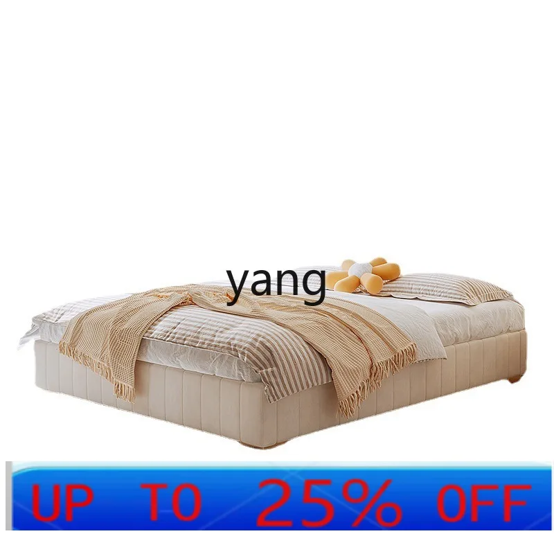 

Lhh Nordic Light Luxury Modern Simple Bedroom Cream Wind Backless Floor Storage Fabric Bed