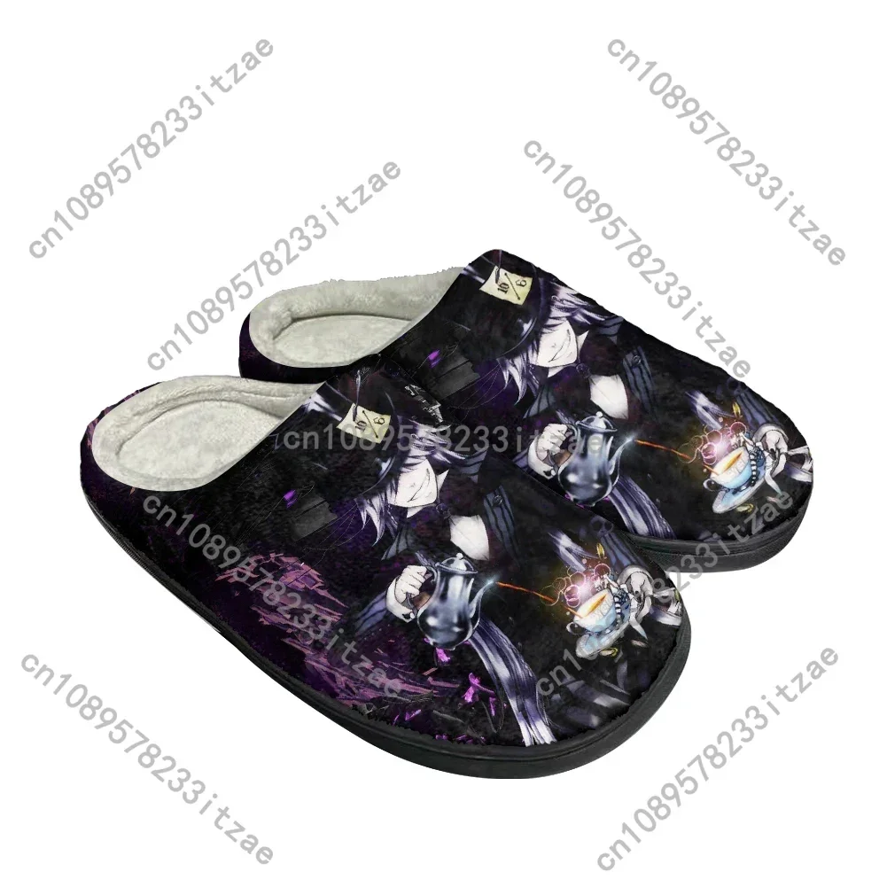 Cartoon Fashion Cotton Custom Slippers Mens Women Teenager Plush Casual Keep Warm Shoes Thermal Black Butler Comfortable Slipper