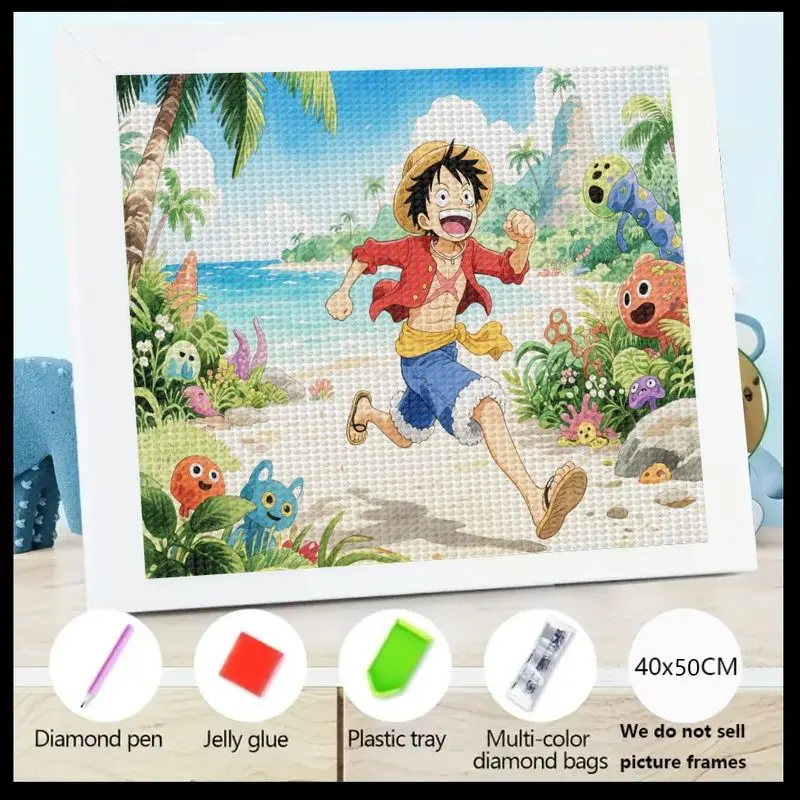 

1PC One Piece Monkey D. Luffy 5D Diamond Painting Kit, DIY Full Drill Crystal Rhinestone Art Craft Set for Adults Kids, Popular