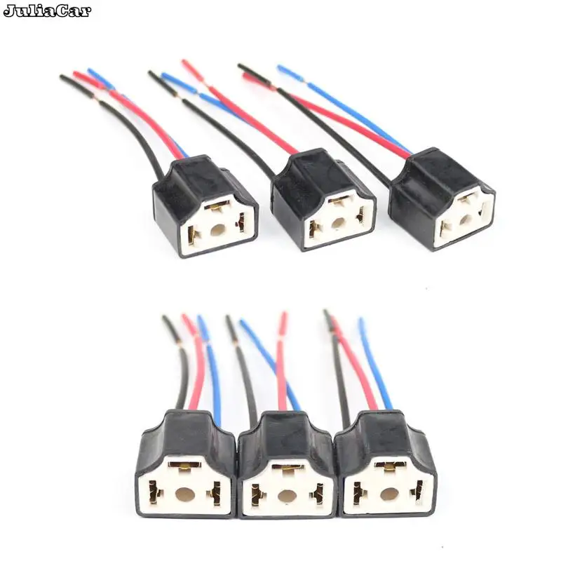 New H4 Three Holes Ceramic Wire Wiring Car Head Light Bulb Lamp Harness Socket Plug Hot Sale Auto H4 Connector Plug Car Products