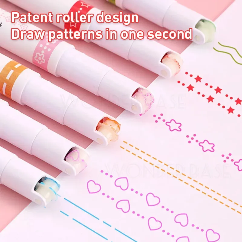 6-24Pcs Flower Line Shape Highlighter Pen Roller Tip Curve Liner Marker Hand account Kawaii Stationery School Office Supplies