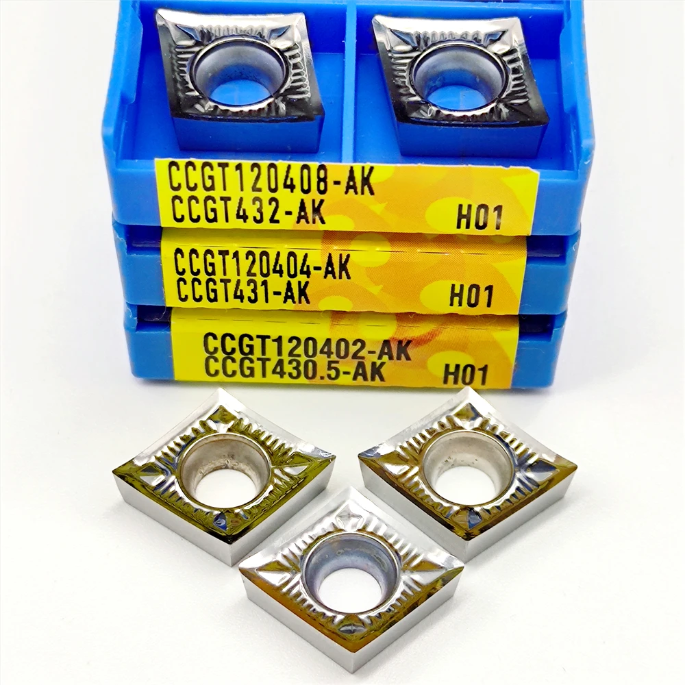 

CCGT120402 CCGT120404 CCGT120408 AK H01 Токарные пластины Твердосплавное лезвие Токарный станок Резак Инструмент для алюминия CCGT 120402 120404 120408