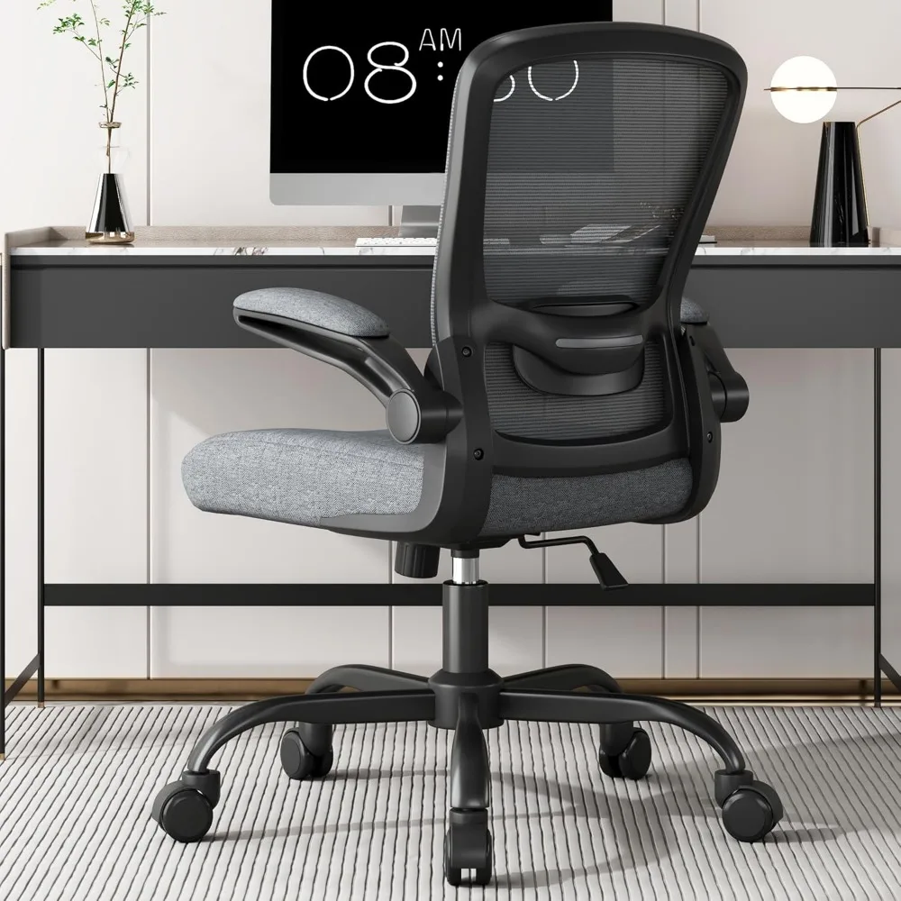 Silla de oficina, silla de escritorio ergonómica con soporte lumbar ajustable, silla de ordenador de malla con respaldo alto y reposabrazos abatibles-BIFMA Pas