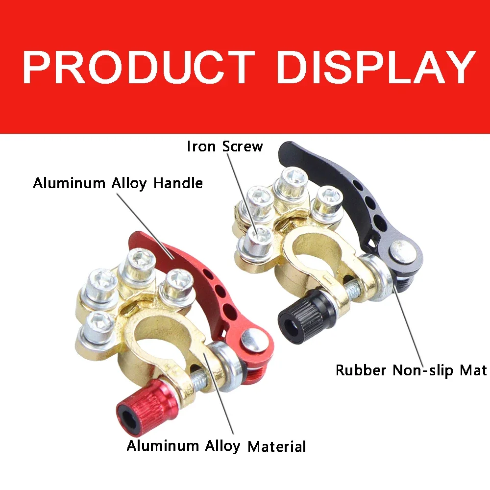 12V Battery Terminal Clamps Connectors 2 Pcs 4 Way Quick Release Disconnect Car Battery Terminal for SAE/JIS Type A Posts Cars