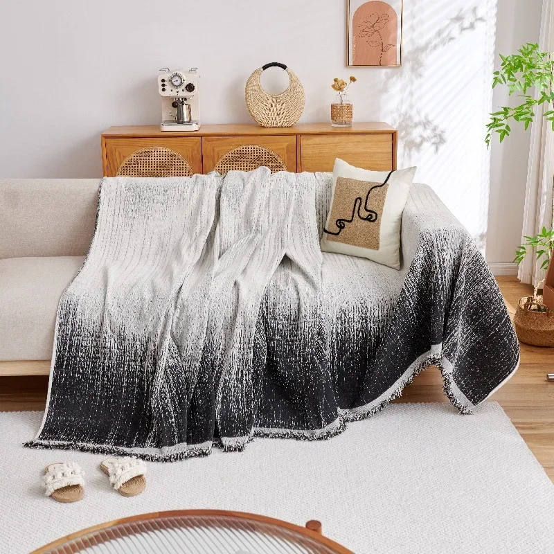 Luxury Chenier Anti Cat Scratch Sofa Towel Non-Slip Contrasting Color Sofa Blanket Super Soft Armchair Protector for All Seasons