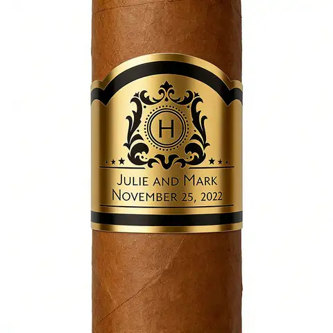 Custom Gold Foil Wedding Cigar Labels Stickers Personalized Cigar Wrappers Anniversary Favor Engagement Announcement Stickers