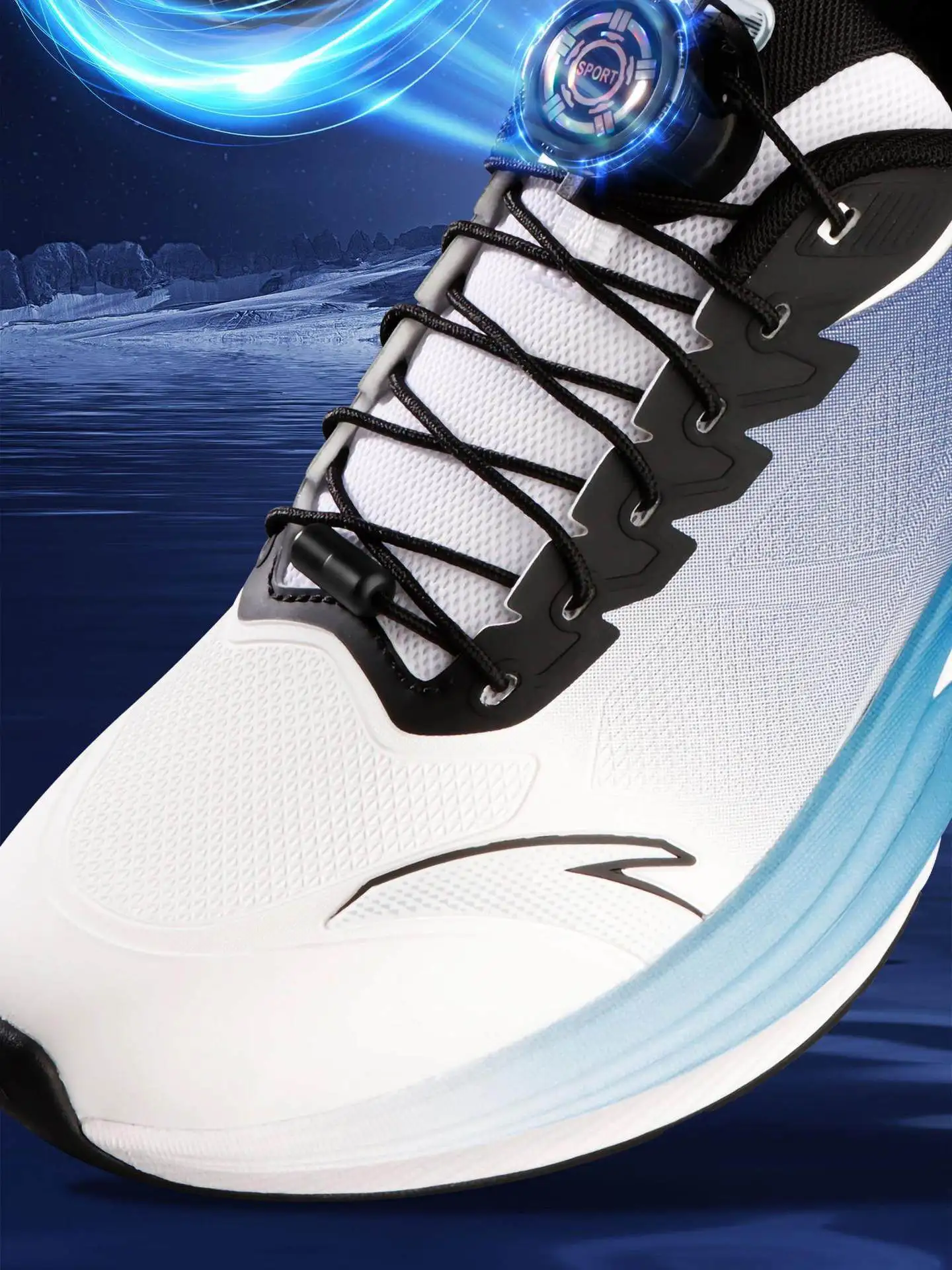 Schwarze und weiße, runde, sportliche Schnürsenkel, unisex, mit Drehverschluss, einfach zu verwendende, automatische Schnürsenkel, Schuhzubehör, 1 Paar. – Detail 2