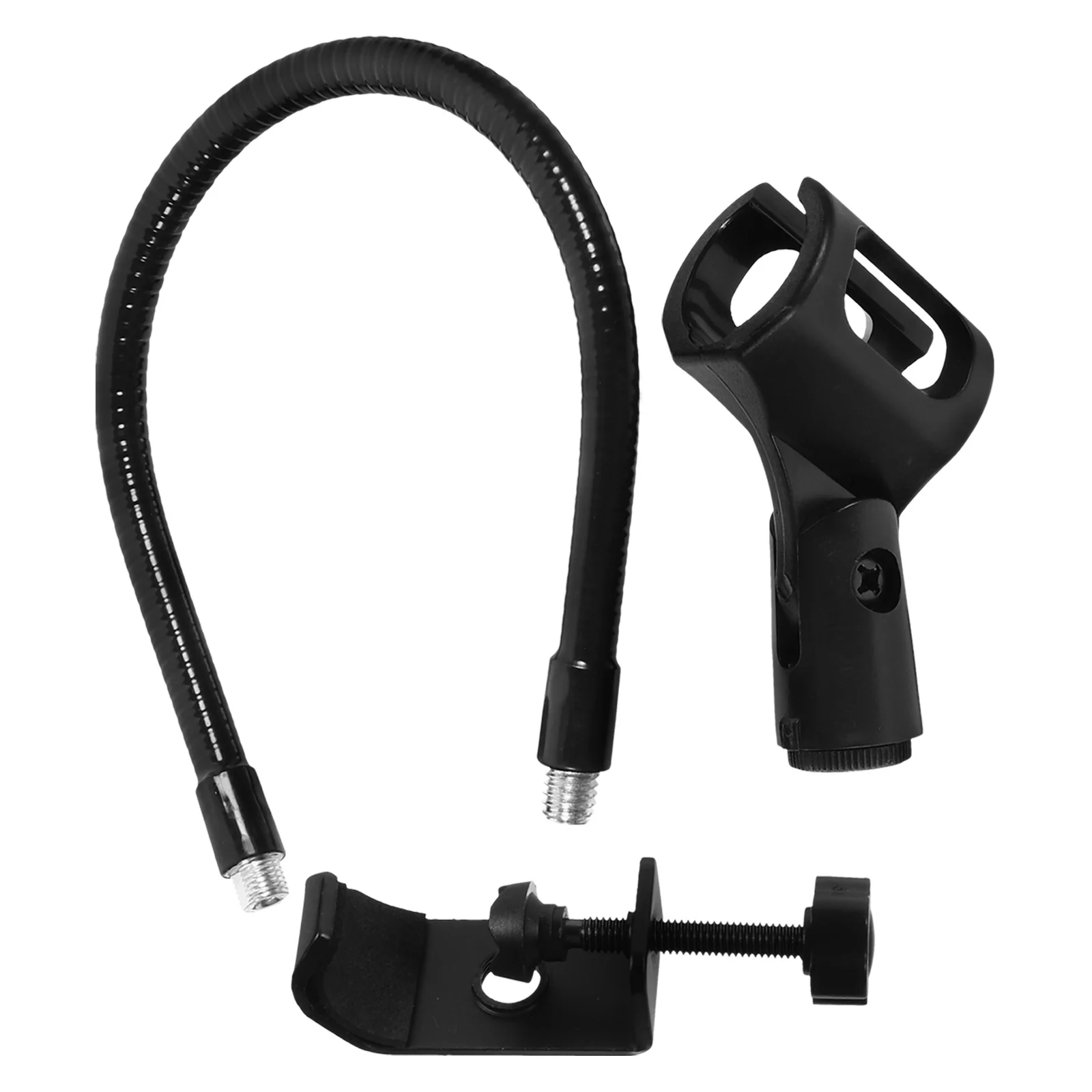 مجموعة واحدة من حامل الميكروفون العالمي القابل للتعديل معقوفة أنبوب مرن حامل الميكروفون مشبك ثابت لإعداد البث المكتبي