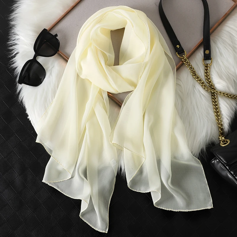 2023 neue Mode Sommer Frauen einfarbig Strand Schal Seide Schals Stirnband Weibliche Stirnband Wraps Sonnencreme Hijab Großhandel – Detail 26