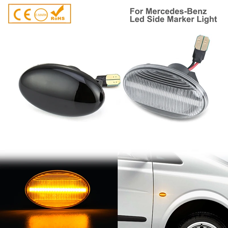 2x Canbus Dynamic LED Side Marker Lights Turn Signal Indicator Lamp For Mercedes Benz Vito Viano Citan Smart Fortwo 450 Metris