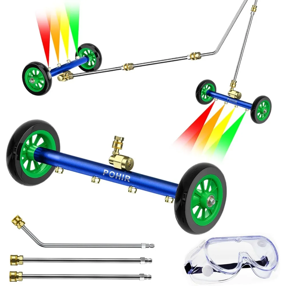 

POHIR Undercarriage Pressure Washer Attachment Pro Max 16, Surface Cleaner Water Broom with 3pcs Extension Wand and Quick Connec